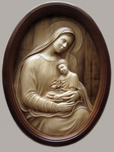 Madonna - high relief, wood carving