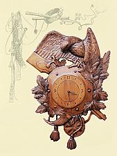 The Hunters Clock - wood carving