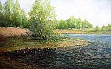 Lake Behind The Concrete Road. Omsk region, Russia - oil, canvas