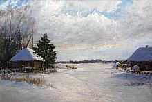 Frozen Lake. Omsk region, Russia - oil, canvas