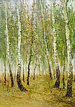Autumn Birch Trees. Omsk region, Russia - oil, canvas