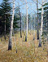 October. Transparent Forest. Omsk region, Russia - oil, canvas