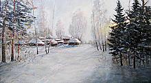 White Trees. White Houses - oil, canvas