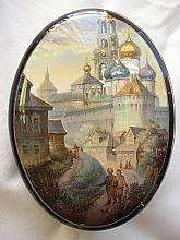 In Sergiev Posad - a box, Fedoskino lacquer painting technique