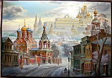 The Winter In Moscow - a box, Fedoskino lacquer painting technique