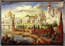 Kremlin Embankment - a box, Fedoskino lacquer painting technique