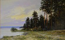 The Bank Of Sura River, Russia - oil, canvas