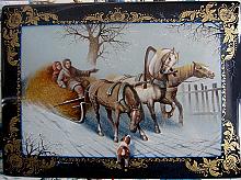 The Winter Troika - a box, Fedoskino lacquer painting technique