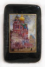 Church Of Assumption Day - box, Fedoskino lacquer painting technique