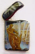 Samson Fountain In Peterhof - cigarette-case, Fedoskino lacquer painting technique