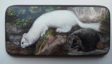 Stoat And Hedgehog - box, Fedoskino lacquer painting technique