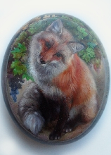 Fox And Grapes - box, Fedoskino lacquer painting technique