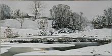 In Winter At The Mezmayka River - oil, canvas