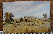 A Village At The Hill - oil, canvas