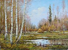 Russian Birch Trees - oil, canvas