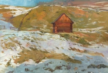 An Old Barn In Bukovel - oil, canvas