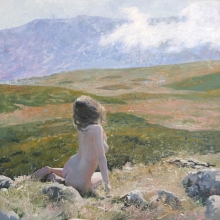 Girl And Cloud - oil, canvas