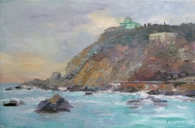 Green Lighthouse At The Vicinity Of Foros - oil, canvas