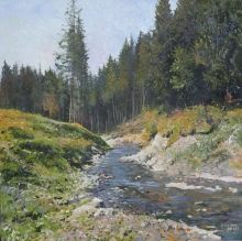 A Brooklet In The Carpathians - oil, canvas