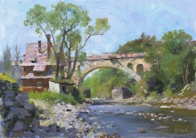 Old Bridge In Vorokhta - oil, canvas