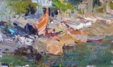 Boat Station - oil, canvas on fireboard