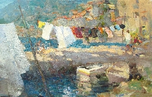 Fishing Landscape - oil, canvas