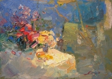 Spring Evening. Gurzuf - oil, cardboard