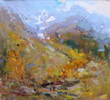 Autumn Slope - oil, canvas on hardboard