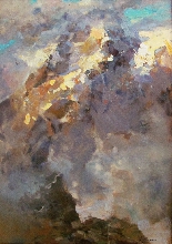 Alibek In The Clouds - oil, canvas