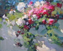 Roses. Monastery In Ryzhevich, Montenegro - oil, canvas