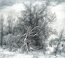 Winter Landscape With Fishermen - paper, etching