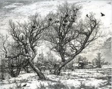 Suzdal. First Thawed Patches - paper, etching