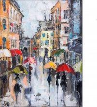 Rainy Milano - oil, canvas