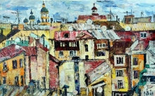 Roofs Of Saint-Petersburg - oil, canvas