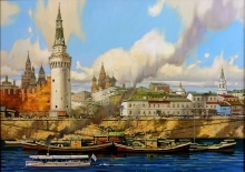 Moskvoretskaya Embankment - oil, canvas