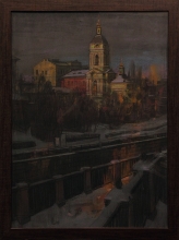 Trinity Church In Serebrenniki - carton, pastel, gouache, acrylic