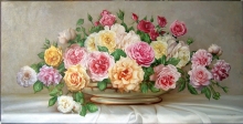 Bouquet Of Beautiful Roses - oil, canvas