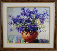 Sunlit Cornflowers - oil, canvas