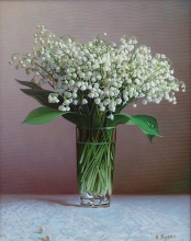 Lily-of-the-valley In A Glass - oil, canvas