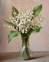 Lily-of-the-valley In A Glass Vase - oil, canvas
