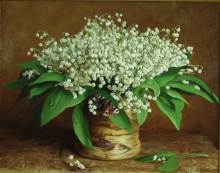 Lily-of-the-valley And A Butterfly - oil, canvas