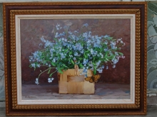 Forget-me-nots In a Basket - oil, canvas