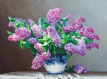 Lilac In A Gzhel Vase - oil, canvas