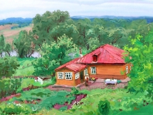 Summer. Khata In Sednevo - gouache, tempera, mixed technique