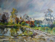 The Village Of Sharapovo - oil, canvas