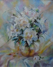 White Peonies - oil, canvas