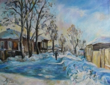 Fetching Water In Winter - oil, canvas