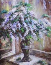 White Bird Cherry - oil, canvas