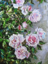 Bush Of Roses - oil, canvas