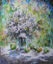 Chamomiles And Apples - oil, canvas